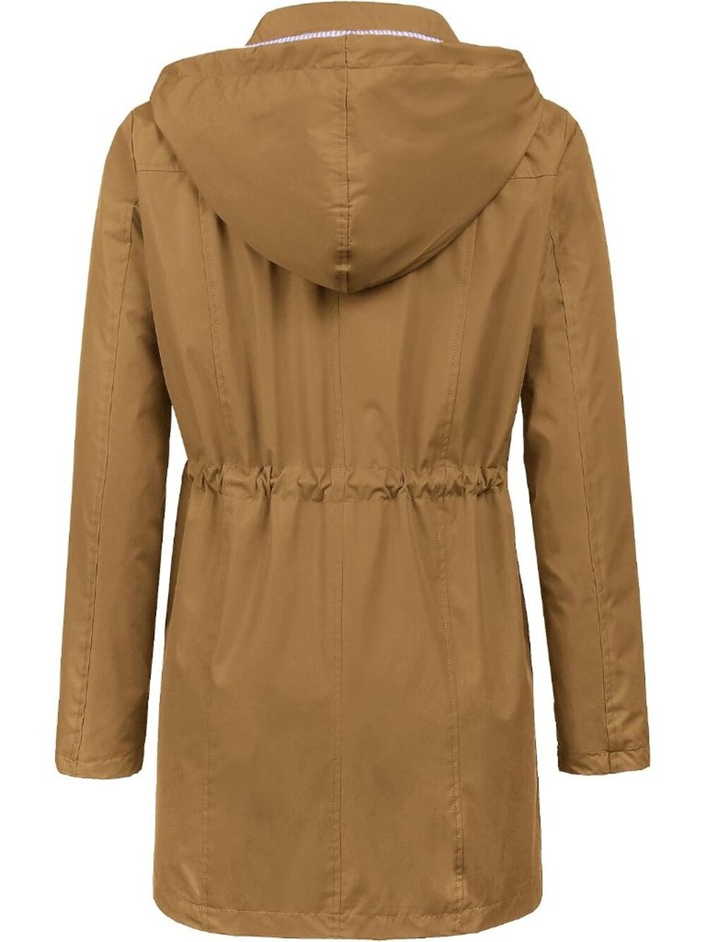 〽️Women's Long Brown Raincoat Waterproof Hooded Lightweight Windbreaker Coat - Picture 3 of 5